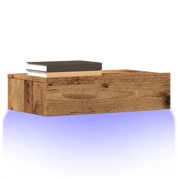 2 db antik fa színű TV-szekrény LED-lámpákkal 60 x 35 x 15,5 cm