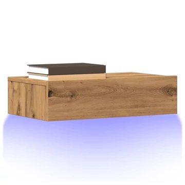 2 db kézműves tölgyszínű TV-szekrény LED-lámpákkal 60x35x15,5cm