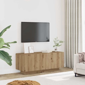 Kézműves tölgy színű szerelt fa TV-szekrény 100 x 35 x 40 cm