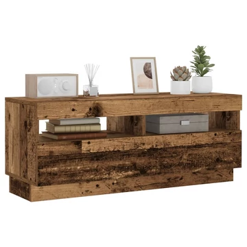 Antik fa színű szerelt fa TV-szekrény LED-ekkel 100x35x40 cm