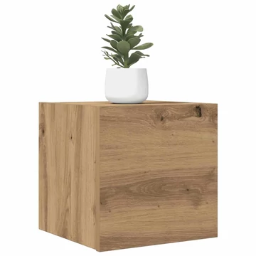 2 db kézműves tölgy falra szerelhető TV-szekrény 30,5x30x30 cm