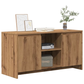 Kézműves tölgy színű szerelt fa TV-szekrény 102x37,5x52,5 cm