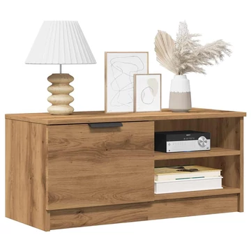 2 db barna tölgy színű szerelt fa TV-szekrény 80x35x36,5 cm