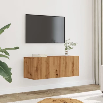 2 db kézműves tölgy falra szerelhető TV-szekrény 80x30x30 cm