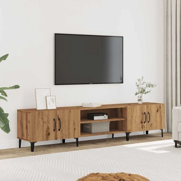 Kézműves tölgy színű szerelt fa TV-szekrény 180 x 31,5 x 40 cm