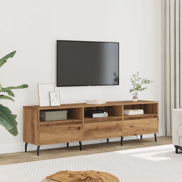 Kézműves tölgy színű szerelt fa TV-szekrény 150 x 30 x 44,5 cm