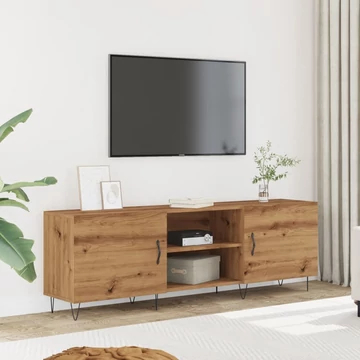 Kézműves tölgy színű szerelt fa TV-szekrény 150 x 30 x 50 cm