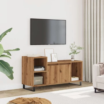 Kézműves tölgy színű szerelt fa TV-szekrény 100x35x55 cm