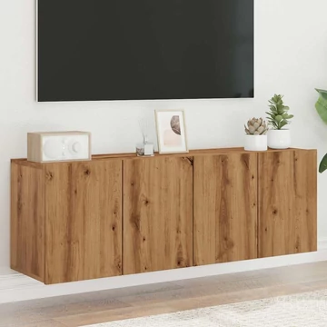 2 db kézműves tölgy falra szerelhető TV-szekrény 60x30x41 cm