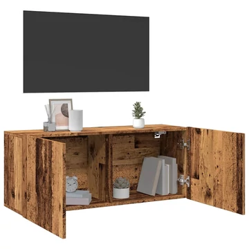 Antik fa színű falra szerelhető TV-szekrény 100 x 30 x 41 cm