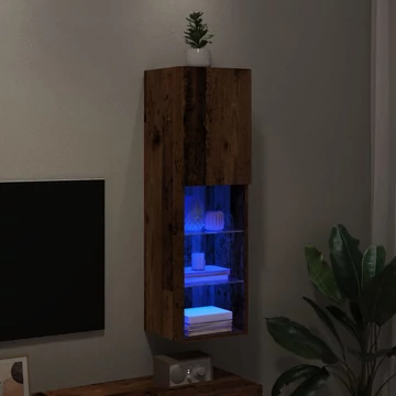 Antik fa színű TV-szekrény LED-lámpákkal 30,5 x 30 x 102 cm