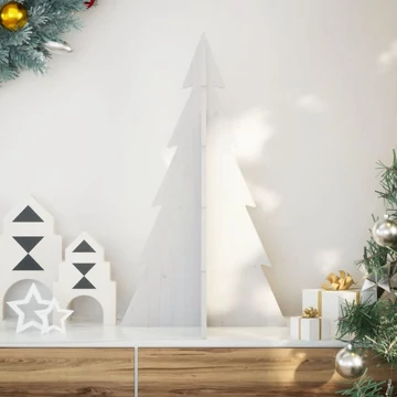 Fehér tömör fenyőfa karácsonyfa-dekoráció 80 cm