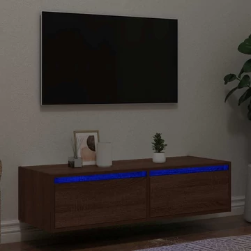 TV szekrény LED világítással barna tölgy 100X35,5x25 cm