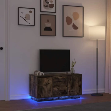 Füstös tölgyszínű TV-szekrény LED-világítással 100x41x50 cm