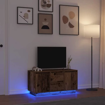 Antik fa színű TV-szekrény LED-lámpákkal 100x41x50 cm