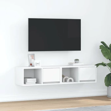 2 db fehér szerelt fa TV-szekrény 60x31x25,5 cm