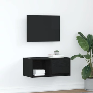 Fekete tölgy színű szerelt fa TV-szekrény 60x31x25,5 cm
