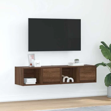 2 db barna tölgy színű szerelt fa TV-szekrény 60x31x25,5 cm