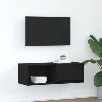 Fekete tölgy színű szerelt fa TV-szekrény 80x31x25,5 cm