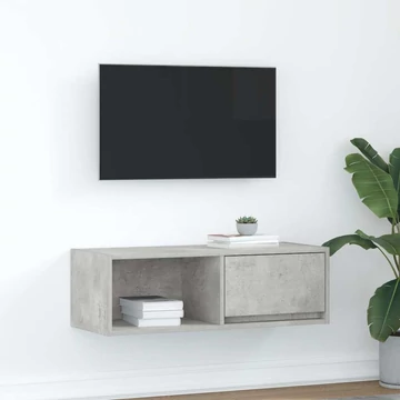 Betonszürke szerelt fa TV-szekrény 80x31x25,5 cm