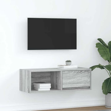 Szürke sonoma színű szerelt fa TV-szekrény 80x31x25,5 cm