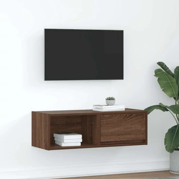 Barna tölgy színű szerelt fa TV-szekrény 80x31x25,5 cm