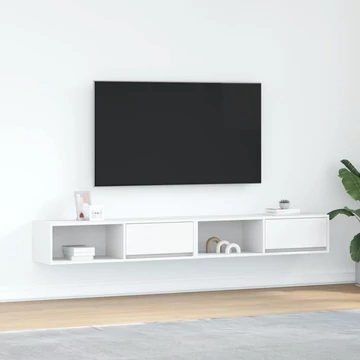 2 db fehér szerelt fa TV-szekrény 100x31x25,5 cm