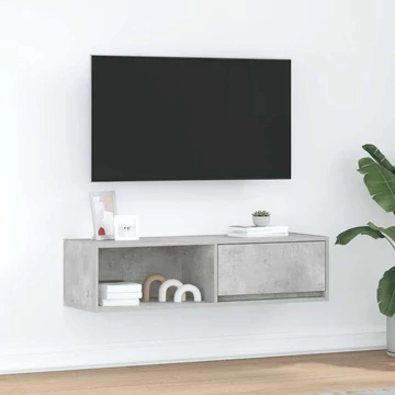 Betonszürke szerelt fa TV-szekrény 100x31x25,5cm