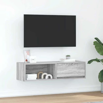 Szürke sonoma színű szerelt fa TV-szekrény 100x31x25,5cm