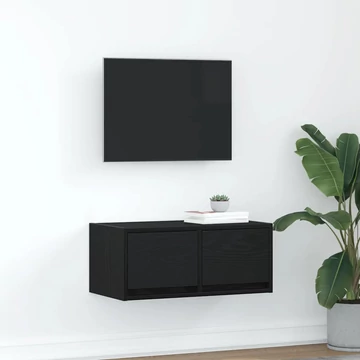 Fekete tölgy színű szerelt fa TV-szekrény 60x31x25,5 cm