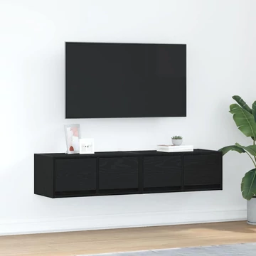 2 db fekete tölgy színű szerelt fa TV-szekrény 60x31x25,5 cm