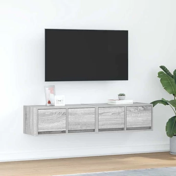 2 db szürke sonoma szerelt fa fali TV-szekrény 60x31x25,5 cm