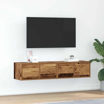 2 db antik fa szerelt fa fali TV-szekrény 60x31x25,5 cm