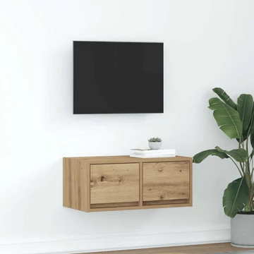 Kézműves tölgy színű szerelt fa TV-szekrény 60x31x25,5 cm
