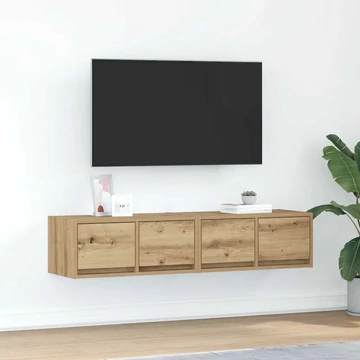 2 db kézműves tölgy szerelt fa TV-szekrény 60x31x25,5 cm