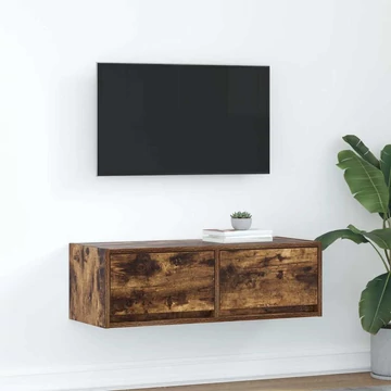 Füstös tölgy színű szerelt fa TV-szekrény 80x31x25,5 cm