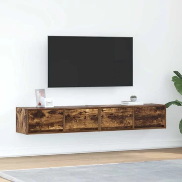 2 db füstös tölgy színű szerelt fa TV-szekrény 80x31x25,5 cm