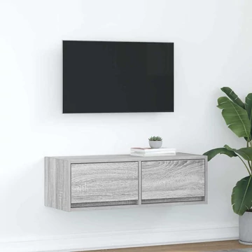 Szürke sonoma színű szerelt fa TV-szekrény 80x31x25,5 cm