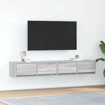 2 db szürke sonoma szerelt fa fali TV-szekrény 80x31x25,5 cm