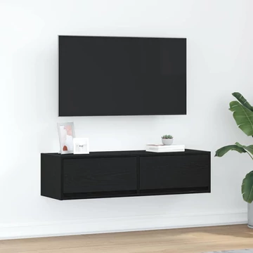 TV Szekrény Fekete Tölgy 100x31x25,5 cm Szerelt Fa