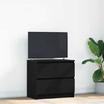 Fekete szerelt fa TV-szekrény 60x35x54 cm