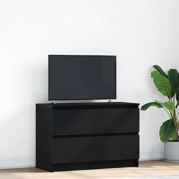 Fekete szerelt fa TV-szekrény 80x35x54 cm