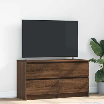 Barna tölgyszínű szerelt fa TV-szekrény 100x35x54 cm
