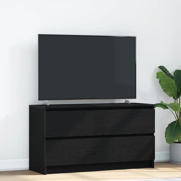 Fekete szerelt fa TV-szekrény 100x35x54 cm