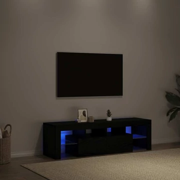 Fekete tölgy szerelt fa TV-szekrény LED-ekkel 140x36,5x40 cm