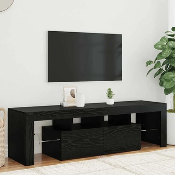 Fekete tölgy szerelt fa TV-szekrény LED-ekkel 140x36,5x40 cm