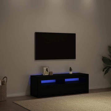 Fekete tölgy szerelt fa TV-szekrény LED-ekkel 120x35x40 cm