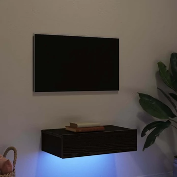 Fekete tölgyfa TV-szekrény LED lámpákkal 60 x 35 x 15,5 cm