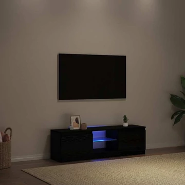 Fekete tölgy szerelt fa TV-szekrény LED-ekkel 120x30x36 cm