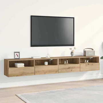 TV Fali Szekrények 2 db Artisan Tölgy 100x30x30 cm Műanyag